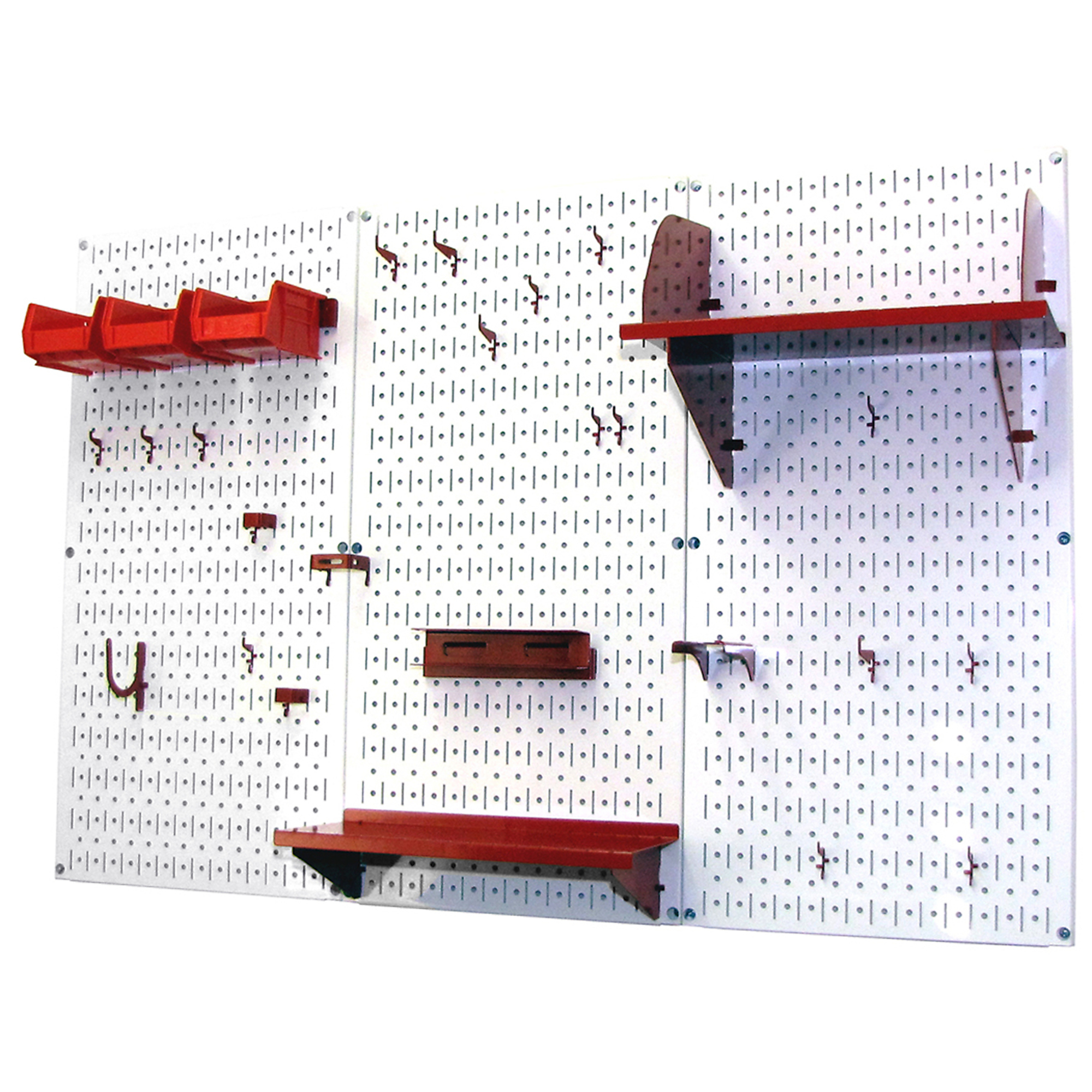 Wall Control Industrial Metal Pegboard Tool Storage Kit — 4ft., White Toolboard, Red Accessories, Model# 35IWRK-400-WR